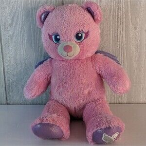 Build A Bear Pink Fairy Bear Beary Fairy Friends Plush Purple Wings 16" EUC